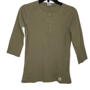 Carhartt Green ribbed snap front womens shirt small